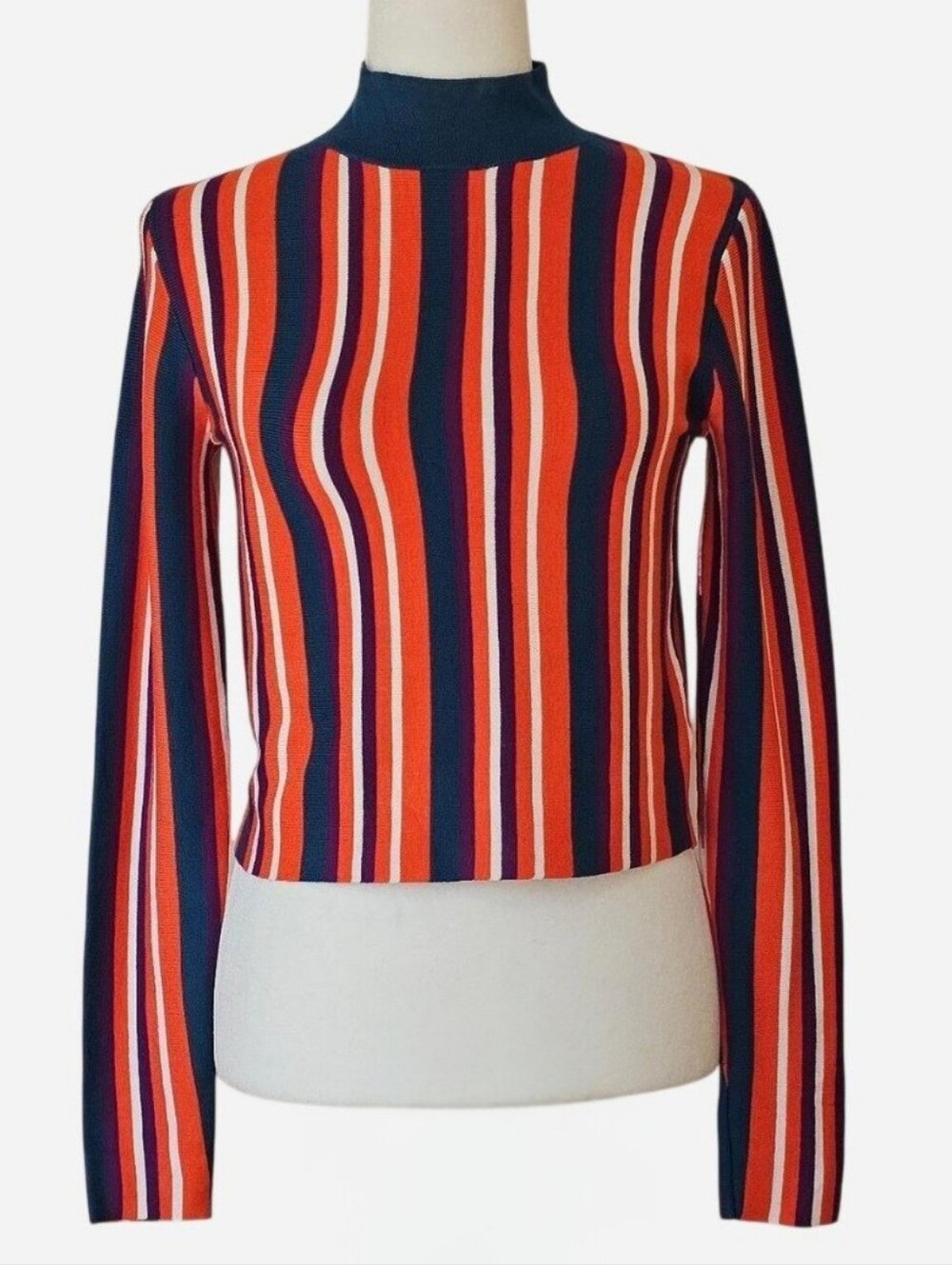 VICTOR GLEMAUD for TARGET Women's Striped Long-Sleeve Mock Neck Top. Size XXS